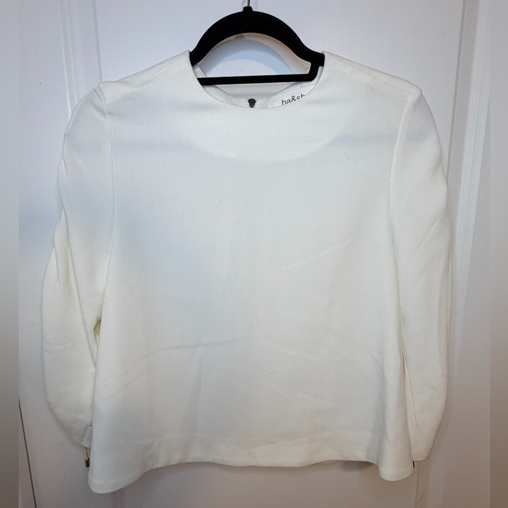 ba&sh Ivory Long Sleeve Top With Ruched sleeves